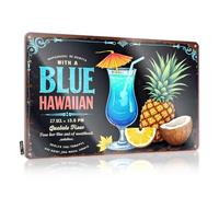 Sweet Wall Art Rustic Wall Poster, Unique Funny Quote Design For Gate Garage | Essentials Anti-rust Metal Blue Hawaiian Cocktail: A Tropical Treat With Pineapple And Cocon(20X30CM)