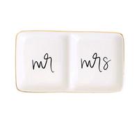 Sweet Water Decor Mr and Mrs Ring Dish - Personalized Wedding & Engagement Gift, Ring or Jewelry Dish Holder - Trinket Tray & Bedroom Decor - Ceramic White