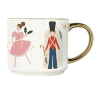 Sweet Water Decor Nutcracker Coffee Mug, 14oz China Christmas Mug with Gold Handle, Large Holiday Winter Cup for Coffee, Tea & Hot Chocolate, Stocking Stuffer Gifts for Women