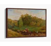 Sweet Water Meadows Of The West, 1893 By John William North Canvas Floater Frame Print Picture Art - Walnut Frame 12 inch wide x 8 inch high