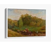 Sweet Water Meadows Of The West, 1893 By John William North Canvas Floater Frame Print Picture Art - White Frame 24 inch wide x 16 inch high