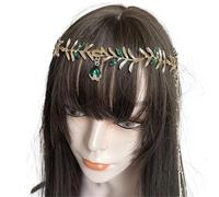 Sweet Wedding Headpiece Bridal Head Chain Hair Jewelry for Women Rhinestone Forehead Headband Accessories for fashion(Green 8)