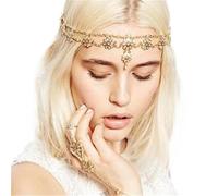 Sweet Wedding Headpiece Bridal Head Chain Hair Jewelry for Women Rhinestone Forehead Headband Accessories for fashion(Gold 2)