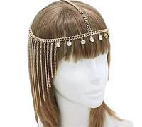 Sweet Wedding Headpiece Bridal Head Chain Hair Jewelry for Women Rhinestone Forehead Headband Accessories for Special Occasions and Festivals(Gold 3)