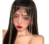 Sweet Wedding Headpiece Bridal Head Chain Hair Jewelry for Women Rhinestone Forehead Headband Accessories for Special Occasions and Festivals(Gold 4)
