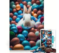 Sweet White Easter Bunny Jigsaw Puzzle for Adults 1000 Pieces Think Smart Toy Home Enjoy Accurate Cut Wall Art Decor (50x75cm)