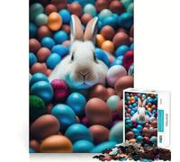 Sweet White Easter Bunny Jigsaw Puzzles for Adults1000 Pieces Think Smart Toy Family Bond Accurate Cut Seasonal Gift (38x26cm)