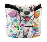 Sweet White Labrador Retriever Mallet Putter Covers Magnetic Golf Putter Headcover for Mallets and Square PU Leather Waterproof