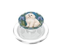 Sweet White Maltese Dog Art Nouveau Floral PopSockets PopGrip for MagSafe