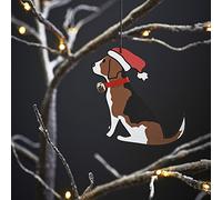 Sweet William Beagle Christmas Decoration, Wood, 10x10x0.5 cm