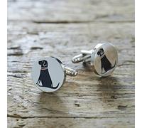 Sweet William Black Labrador Cufflinks | Silver plated Labrador Retriever Men Cufflinks for Labrador or any dog lover | 18mm x 3mm