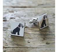 Sweet William Black Schnauzer Cufflinks | Silver plated Men Cufflinks for Black Schnauzer or any dog lover | 18 mm x 3 mm