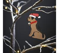 Sweet William Border Terrier Christmas Decoration, Wood, 10x10x0.5 cm