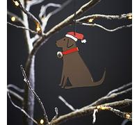 Sweet William Chocolate Labrador Christmas Decoration, Wood, 10x10x0.5 cm