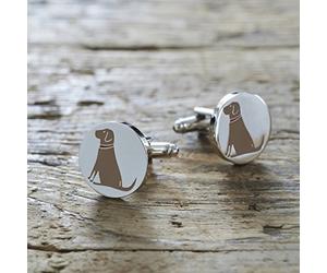 Sweet William Chocolate Labrador Cufflinks | Silver plated Men Cufflinks for Labrador or any dog lover | 18 mm x 3 mm