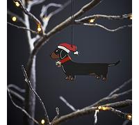 Sweet William Dachshund Christmas Decoration, Wood, 10x10x0.5 cm