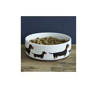 Sweet William Dachshund Dog Bowl, Ceramic, White