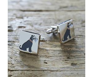 Sweet William Grey Schnauzer Cufflinks | Silver plated Men Cufflinks for Grey Schnauzer or any dog lover | 18 mm x 3 mm