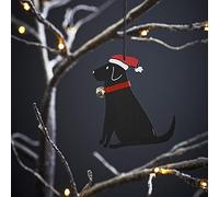 Sweet William Black Labrador Christmas Decoration, Wood, 10x10x0.5 cm