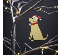 Sweet William Yellow Labrador Christmas Decoration, Wood, 10x10x0.5 cm