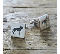 Sweet William Lurcher Cufflinks | Silver plated Men Cufflinks for Lurcher or any dog lover | 18 mm x 3 mm