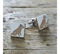 Sweet William Pug Cufflinks | Silver plated Men Cufflinks for Pug or any dog lover | 18 mm x 3 mm