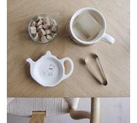 Sweet William Teabag Dish, Round, White, Earthenware, DRINK COASTER
