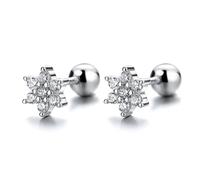Sweet Winter Snowflake Screw Stud Earrings For Women Wedding Fine Jewelry