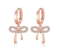 Sweet Zircon Bow Drop Hoop Earrings for Wmen Trendy Bow Jewelry Bowknot Earring Bow Ear clip Huggie Earrings, A size, Alloy Steel, No Gemstone