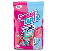 SweeTARTS Ropes Candy, Variety Mix, Cherry Punch, Twisted Rainbow Punch, Tangy Strawberry, Soft and Chewy, 15 oz