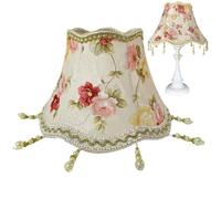 SWEETBIUTI Floral Vintage Lamp Shade Lampshades for Table Lamps with Tassel Bead Victorian Lamp Shade Bell Shape Fringe Lamp Shade for E27 Table Lamp, 9.8 inch