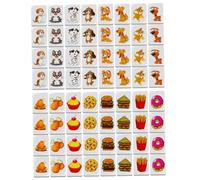 SWEETBIUTI Push Tile Game Adorable Dog And Food Patterned Mahjong Tile Set Plastic Tile Push Game for Kids Adults 64 Pcs Set, 1.2x0.9x0.6 Inch