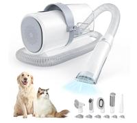 Sweetcrispy Professional Pet Grooming Vacuum Kit with Cordless Low Noise Dog Clippers, 2.5L Cup, 3 Suction Modes, and 5 Groomer Tools for Cats, Dogs and Other Animals Hair Trimmer