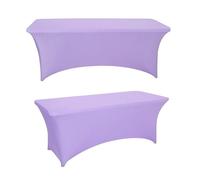 SweetEasy 6FT Pack of 2 Rectangle Spandex Table Cover Fitted Stretchable Tablecloth Easy to Put, Stretch Table Toppers for Wedding Party Event Dinner Decoration 72" L x 30" W x 30" H((Lilac))