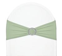 SweetEver SweetEasy 50pcs sage Green Spandex Chair Sashes, Durable Workmanship,Stretch Bows with Buckle Stretchable for Wedding Party Banquet Event Bridal Shower Birthday Celebration Decoration