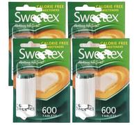 Sweetex Sugar Free, Calorie Free Sweetener Tablets, Convenient Pocket Size Dispenser, Pack of 4, Total of 4800 Tablets