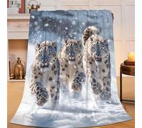 Sweetfox Snow Leopard Blanket Leopard Decor Animal Throw Blanket Gifts for Girls Boys Super Warm Soft Plush Lightweight Fleece Flannel Winter Couch Bedding Blankets for Kids Adults Women 50"X40"