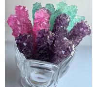 SweetGlob Classic Rock Candy Sticks, Sugar Rock Crystal Lollipops, Individually Packaged (Pack of 12, Mermaid Blend (Purple Grass, Pink Cherry and Baby Blue Cotton Candy))