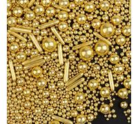 SweetGrove Sprinkles, Pearl Golden Sprinkle Mix, 130G/4.6oz Edible Sprinkles for Cake Decoration, Baking Decorations, Ice Cream Toppers and Cookie Decoration, A