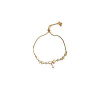 Sweetheart Bow and Star Bracelet for Women Gold-Tone Diamond-Studded Delicate Style Bracelet Adorable Bestie Gift Jewellery