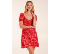 Sweetheart Neck Floral Mini Dress Blue Vanilla Red S