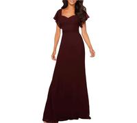Sweetheart Neckline Chiffon Bridesmaid Dress Long Elegant Prom Dress Wine UK8