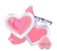 Sweetheart Pink Heart-Shaped Cream Blush - Silky-Smooth Waterproof Cheek Tint & Face Highlighter for Natural Radiant Glow, All-Day Wear & All Skin Tones with Travel Compact & Applicator