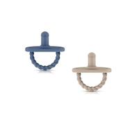 Sweetie Baby Pacifier The Ultimate Solution for Easy Breathing and Playful Comfort, Sensory Design and Triple Airflow Holes Set of 2 (Navy Blue- Light Brown)