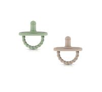 Sweetie Baby Pacifier The Ultimate Solution for Easy Breathing and Playful Comfort, Sensory Design and Triple Airflow Holes Set of 2 (Light Green - Light Brown)