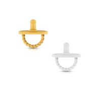 Sweetie Baby Pacifier The Ultimate Solution for Easy Breathing and Playful Comfort, Sensory Design and Triple Airflow Holes Set of 2 (White-Yellow)