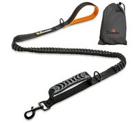Sweetie Bungee Dog Lead Shock Absorber - Strong Leash 4FT to 5.6FT Long with Soft Padded Handle & Traffic Handle - Reflective Anti Pull Leads for Walking Medium and Large Dogs. Black