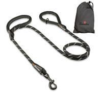 Sweetie Rope Dog Lead - Strong Leash Black with 2 Comfortable Padded Handles 5 FT for Medium & Large Size Pets - Reflective, Weather Resistant & O-Ring. Black