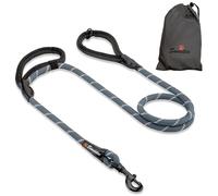 Sweetie Rope Dog Lead - Strong Leash with 2 Comfortable Padded Handles 5 FT for Medium & Large Size Pets - Reflective, Weather Resistant & O-Ring. Grey