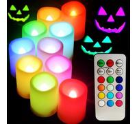 SWEETIME Multi Color Changing LED Flameless Votive Candles with Timer and Remote100+H Long Battery LifeRealistic Melt Edge Pillar tealight for Wedding Decor and Gifts(10 PCS of Ivory)